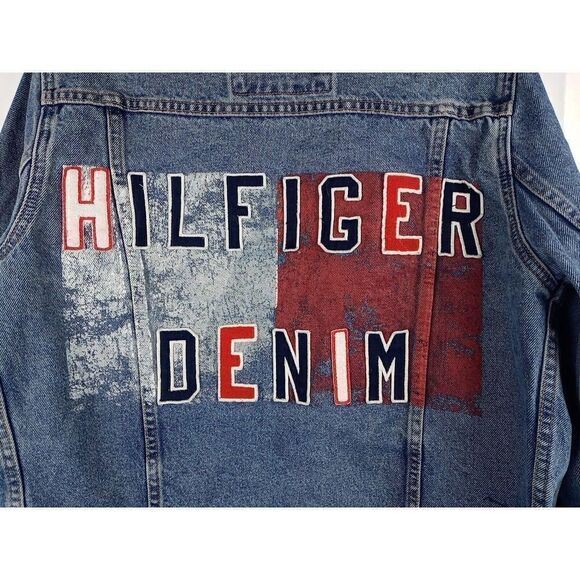 Tommy Hilfiger  Graffiti Logo Denim Jean Vintage Jacket Mens Sz Small Rare 90s. - Picture 4 of 16
